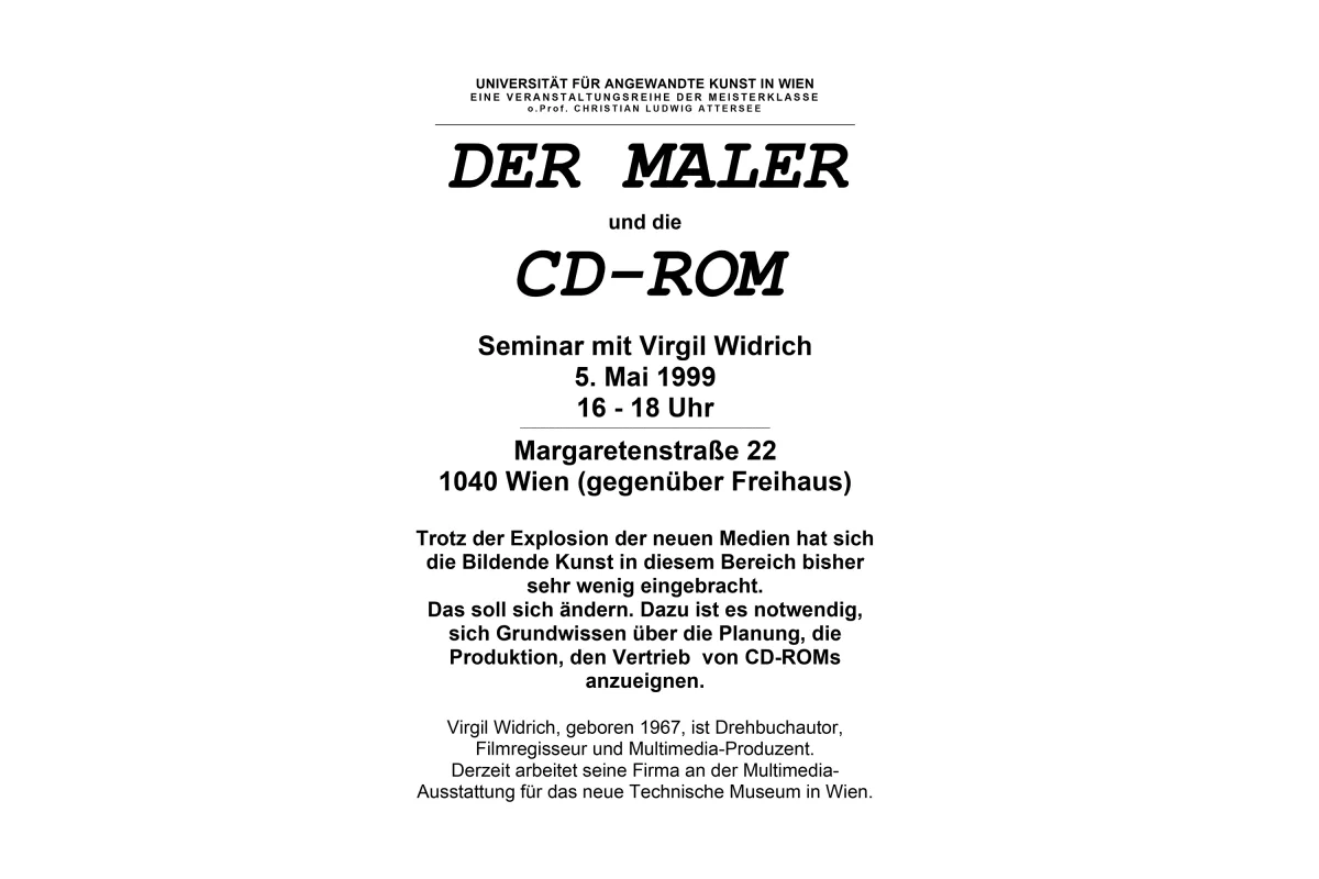 Vortrag „Der Maler und die CD-ROM“.