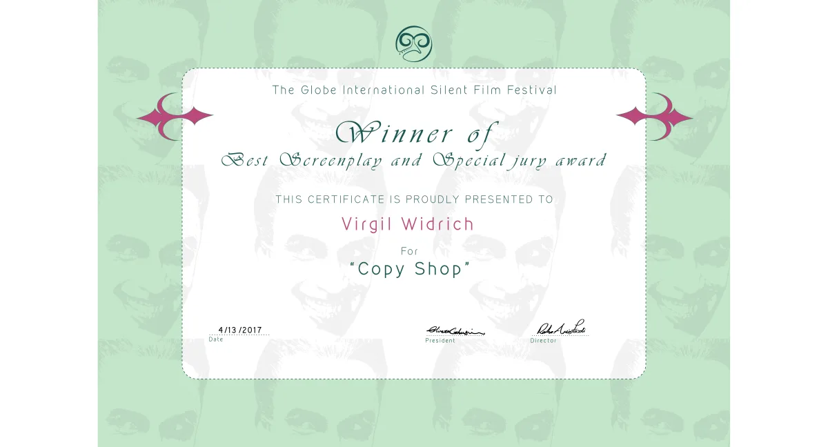 The Globe International Silent Film Festival – Michigan, USA – Best Screenplay ★