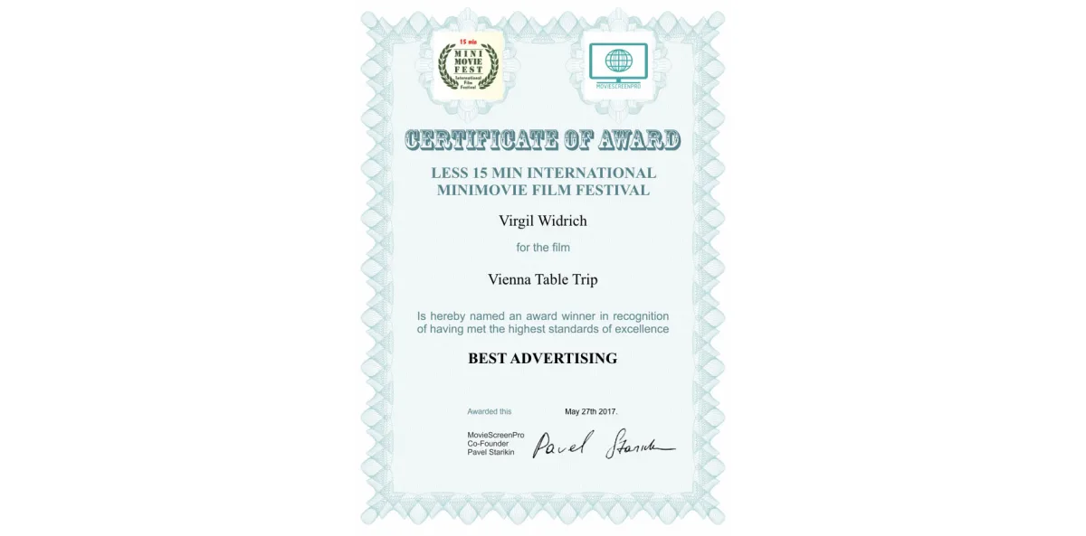 2nd Edition of the Less 15 min MiniMovie Film Festival – Los Angeles – Best Advertising ★