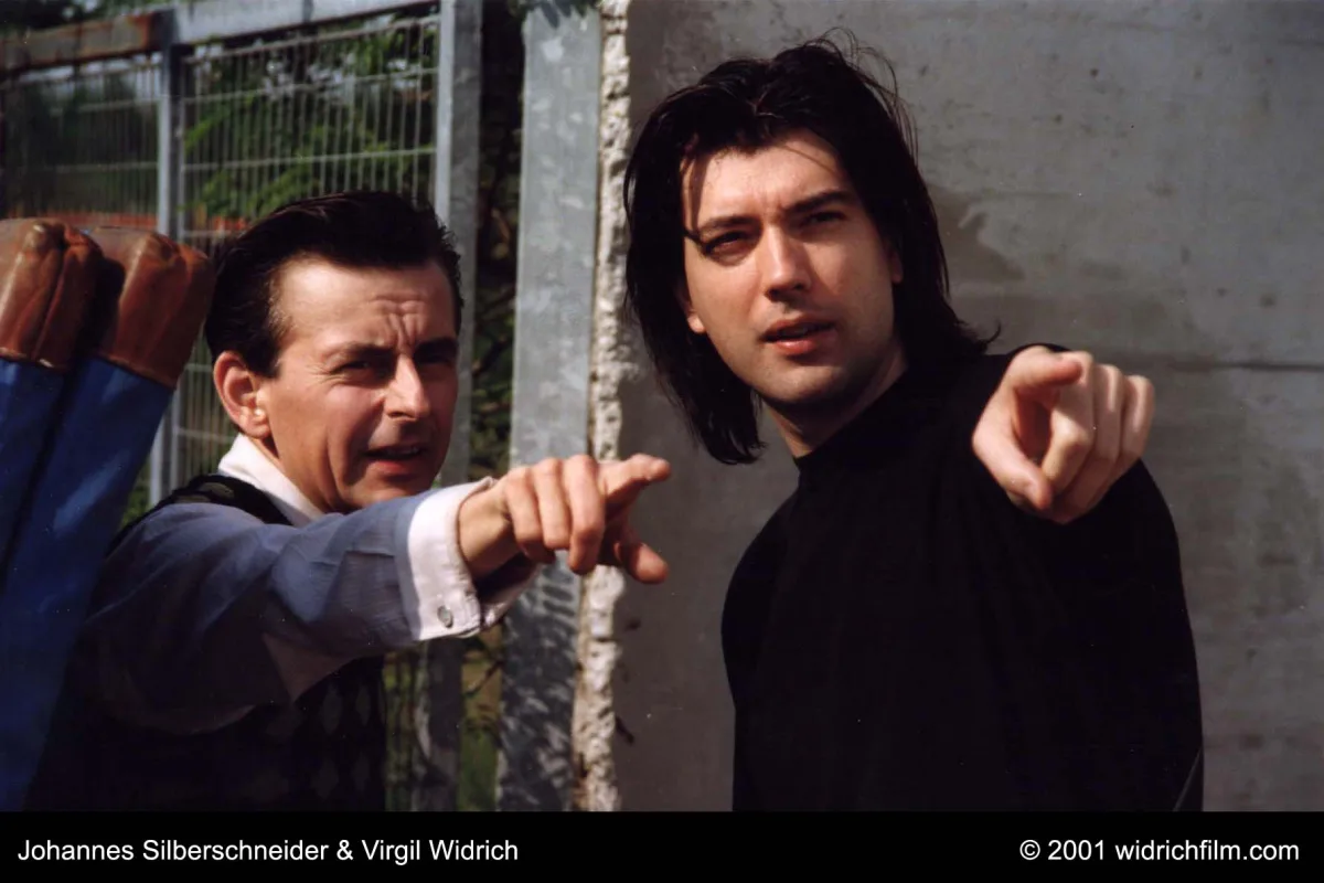 Dreharbeiten zu „Copy Shop“, April 2000, Johannes Silberschneider, Virgil Widrich