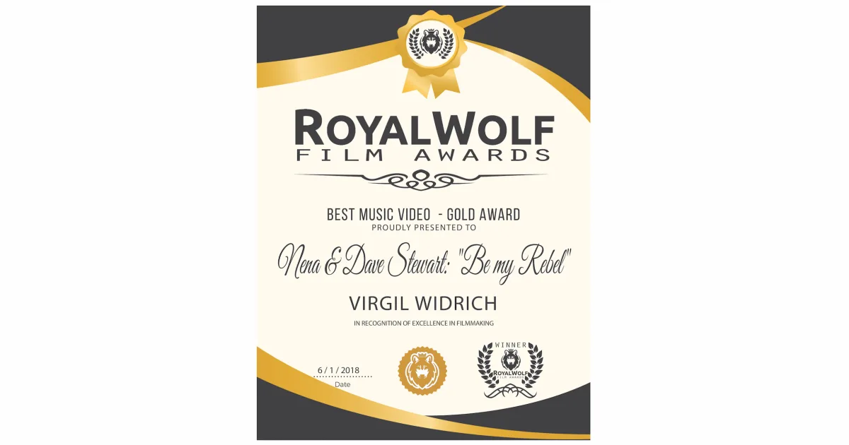 Royal Wolf Film Awards – Los Angeles – USA: Best Music Video: Gold Award ★