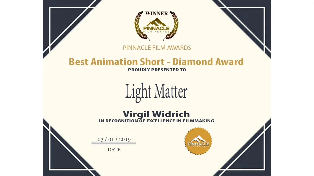 Pinnacle Film Awards – USA – Best Animation Short: Diamond Awards ★