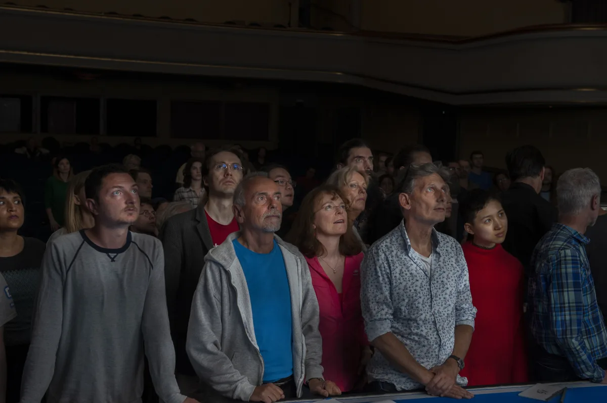 Dreharbeiten zu „tx-reverse“ im Kino Babylon Berlin, 12. Juli 2018. Foto: Alexander Grennigloh
