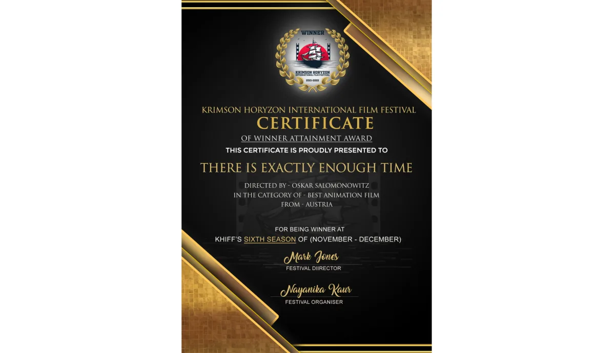 Krimson Horyzon International Film Festival – Kolkata, West Bengal – Indien – Best animation film ★