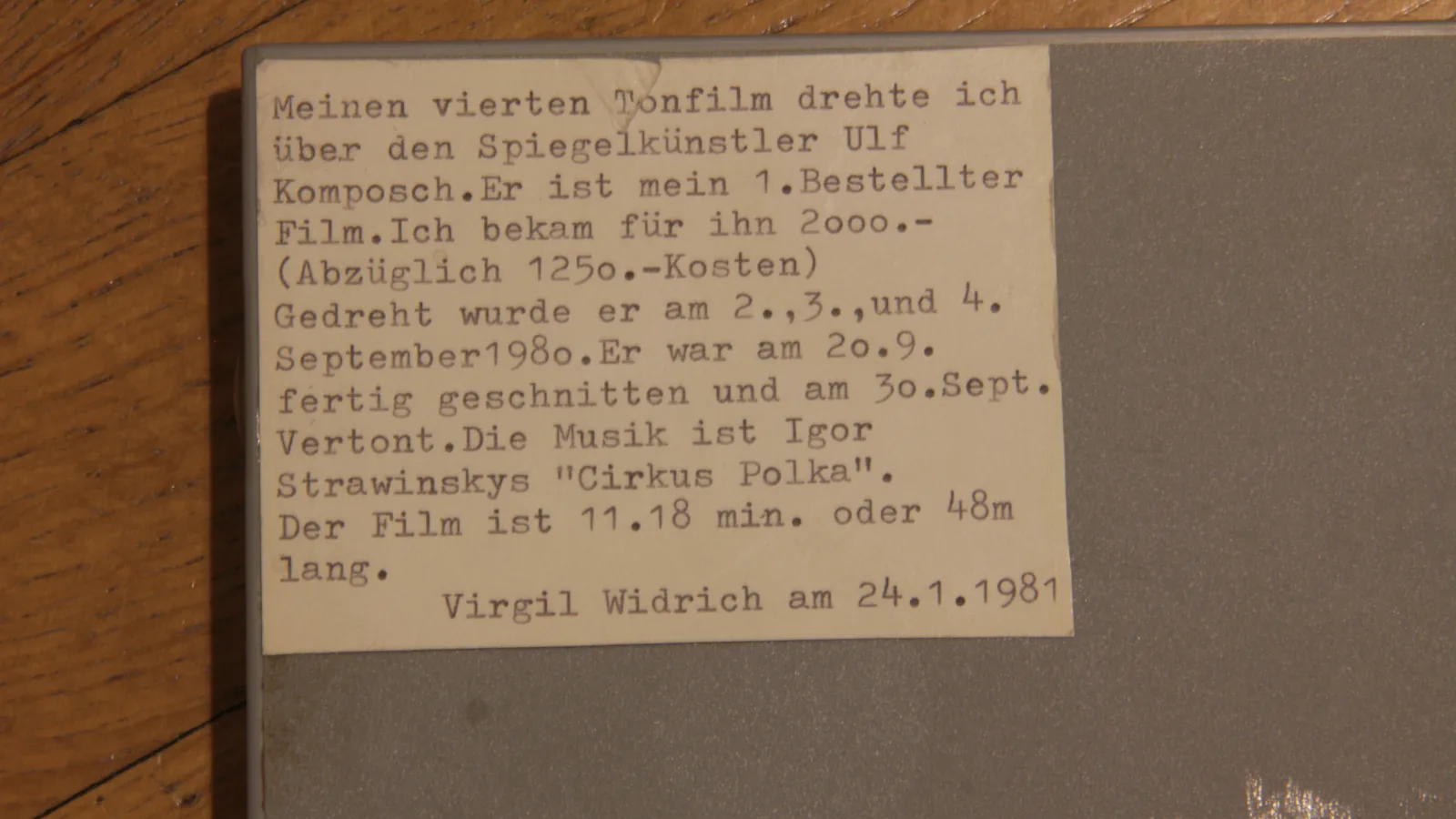 Super-8-Filmschachtel „3 mal Ulf“, 1980