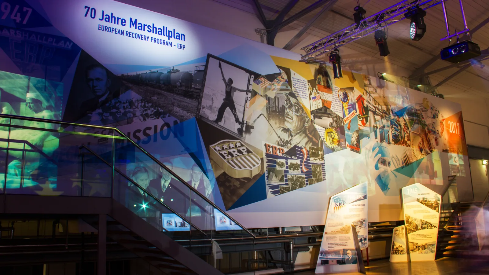 „70 Jahre Marshallplan“ am 21.6.2017: Projektionen in der Ausstellung. Foto: Virgil Widrich