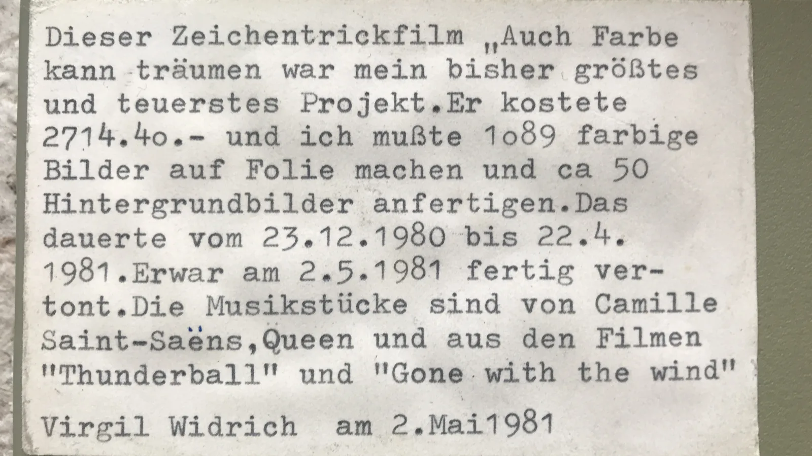 “Color Can Dream”, film box, 1981