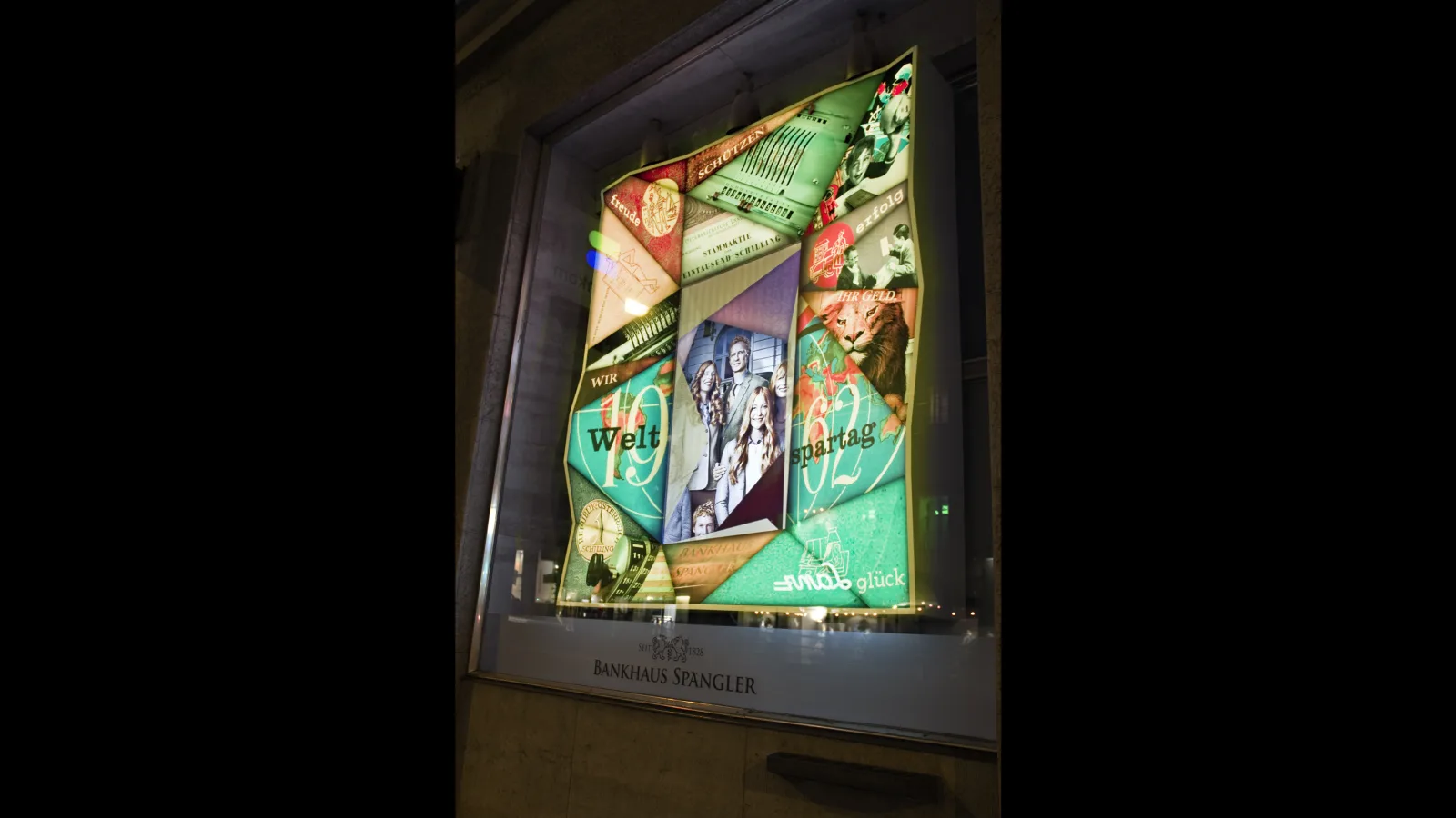 Bankhaus Spängler display window collage, photo: Virgil Widrich