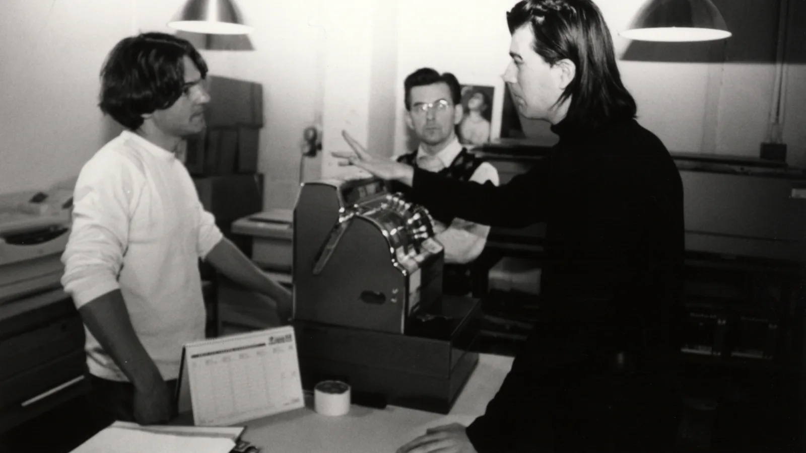 Dreharbeiten zu „Copy Shop“, April 2000, Martin Putz, Johannes Silberschneider, Virgil Widrich