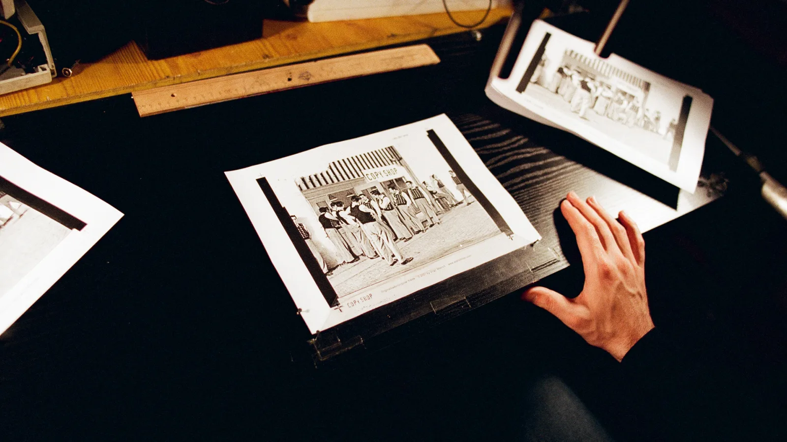 Dreharbeiten zu „Copy Shop“, Dezember 2000: Animation der Papierausdrucke