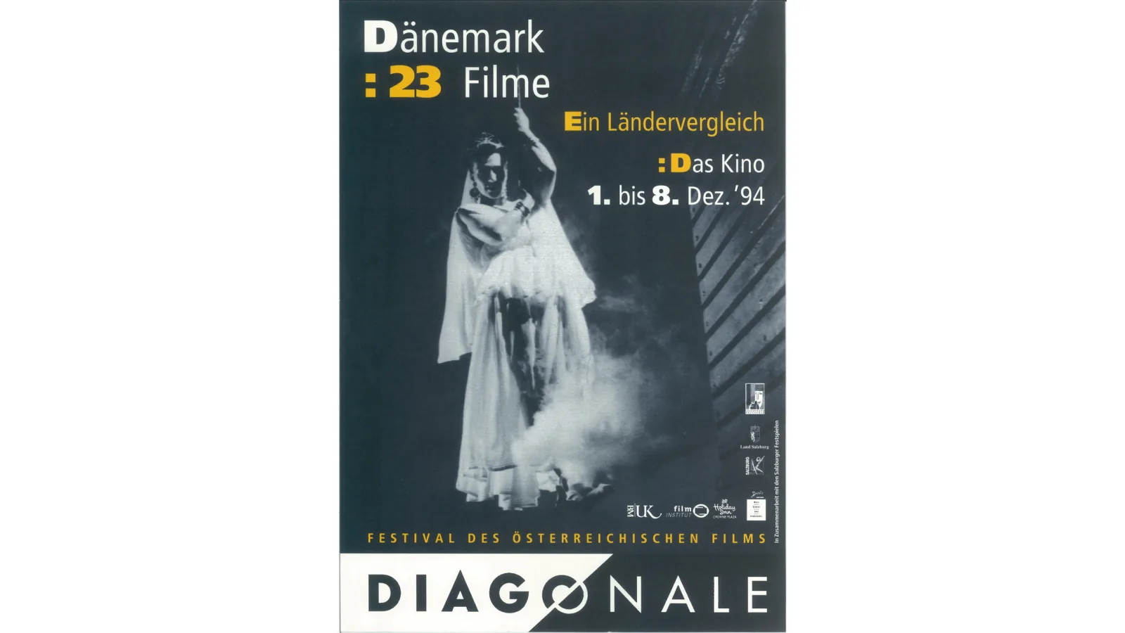 Diagonale 1994 poster “country comparison Denmark”, graphic design: Susanne Dechant