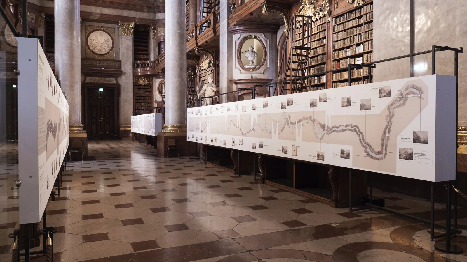 Ausstellung „Die Donau. Eine Reise in die Vergangenheit“ in der Österreichischen Nationalbibliothek, 2021. Foto: Virgil Widrich