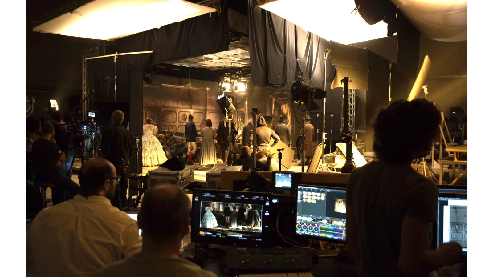 “Night of a 1000 Hours”: Shooting in front of rear projections, 2015. Photo: Riccardo Vaz Palma