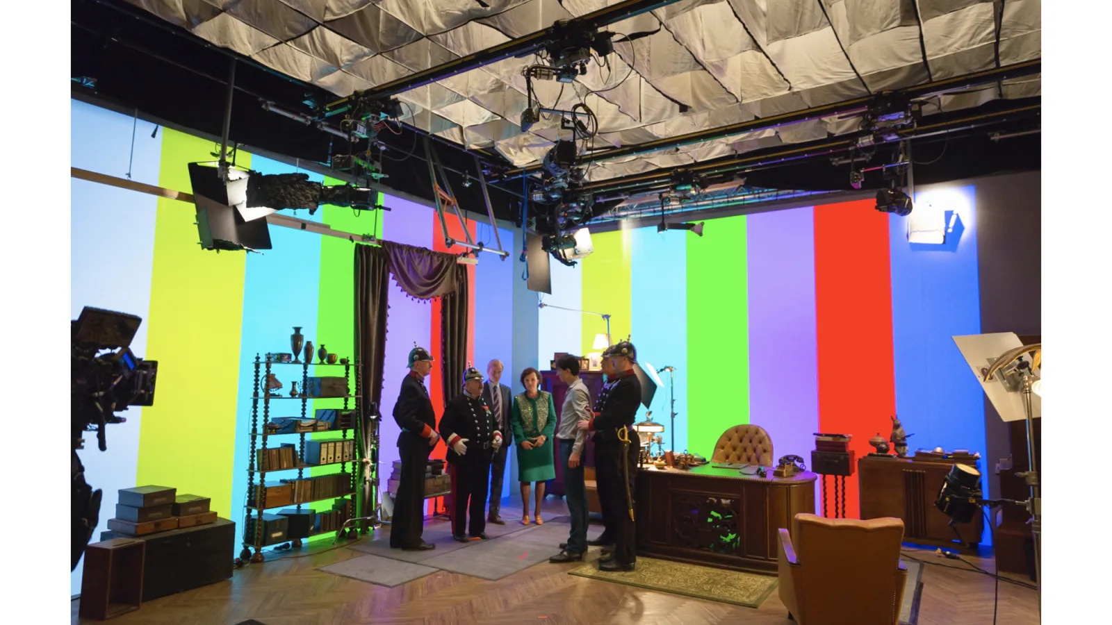 “Night of a 1000 Hours”: Shooting in front of rear projections, 2015. Photo: Riccardo Vaz Palma