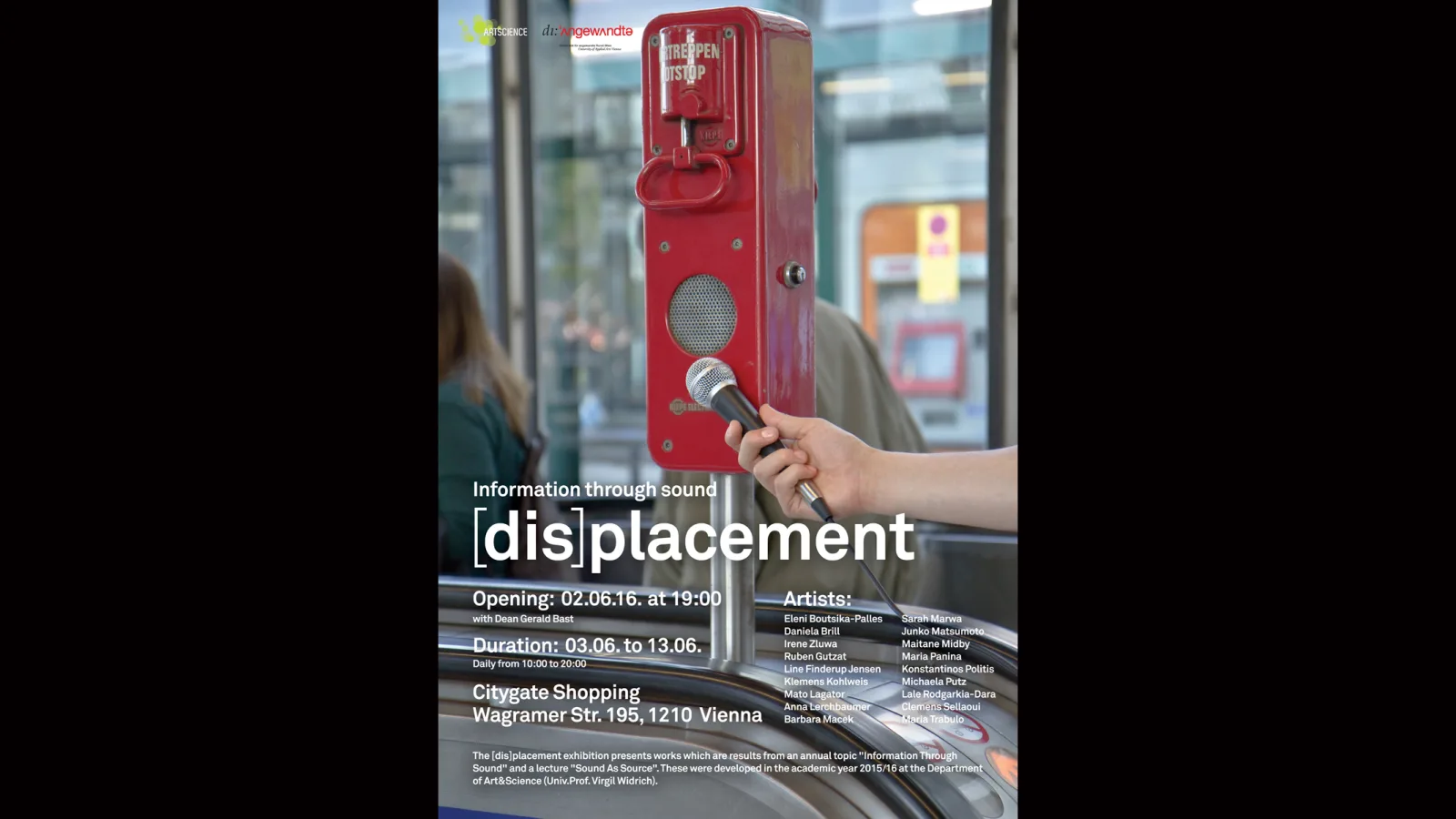[dis]placement – Information through sound, Poster, grafische Gestaltung: Adrijan Karavdic, 2016