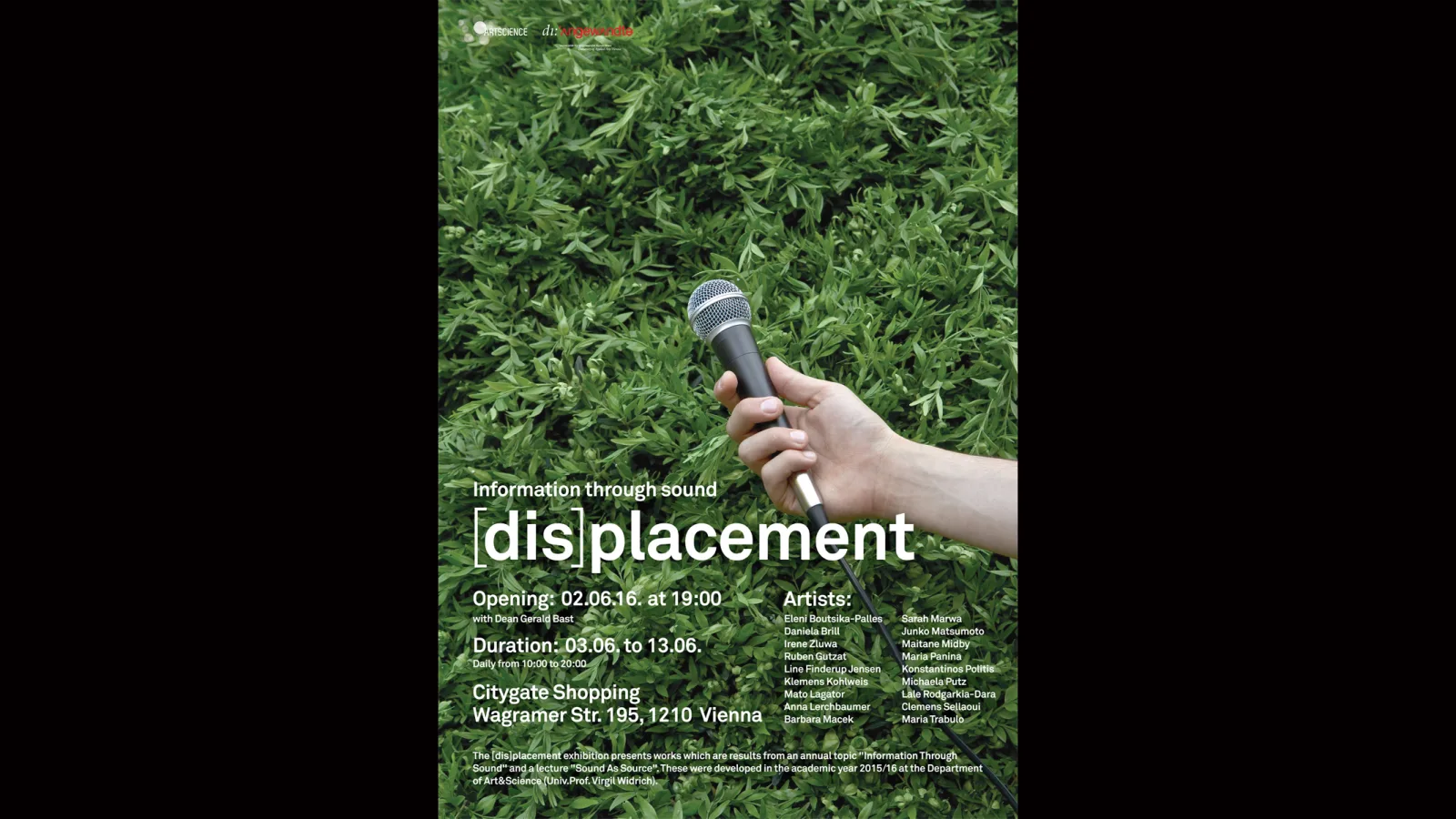 [dis]placement – Information through sound, Poster, grafische Gestaltung: Adrijan Karavdic, 2016