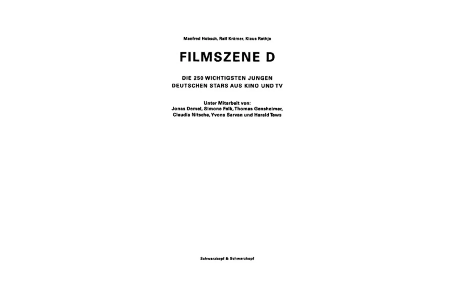 Buchcover „Filmszene D – die 250 wichtigsten jungen deutschen Stars“