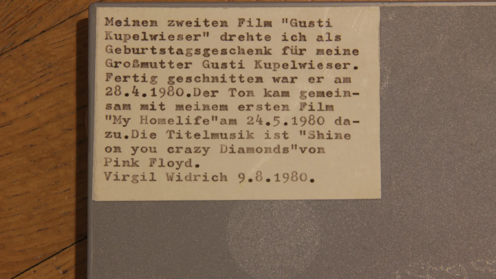 Super-8 film box of “Gusti Kupelwieser”, 1980