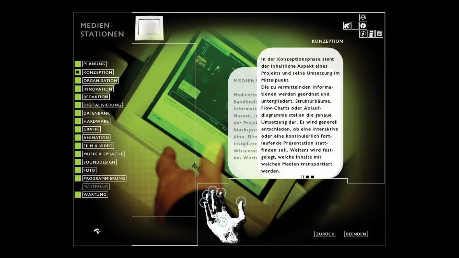 CD-ROM “Hands on Media”, screenshot, 2000