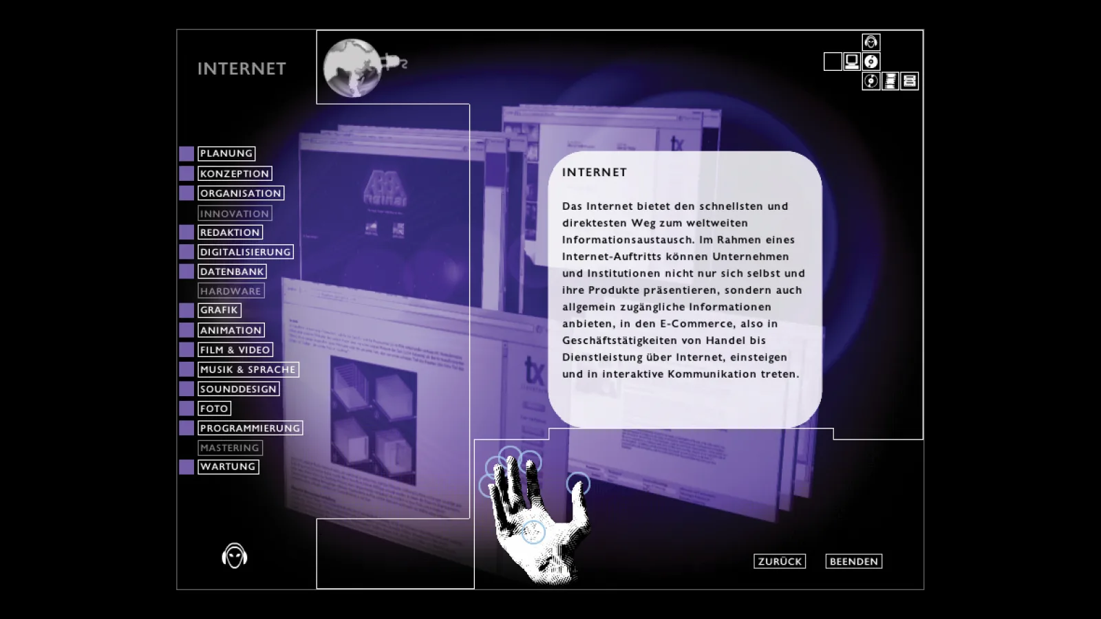 CD-ROM “Hands on Media”, screenshot, 2000