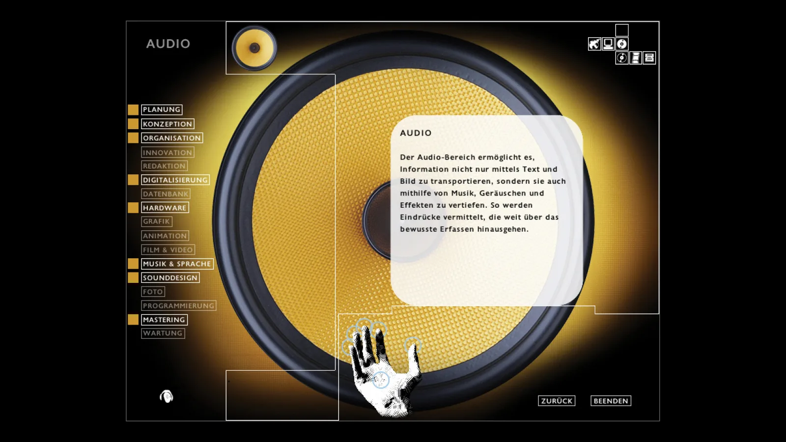 CD-ROM “Hands on Media”, screenshot, 2000