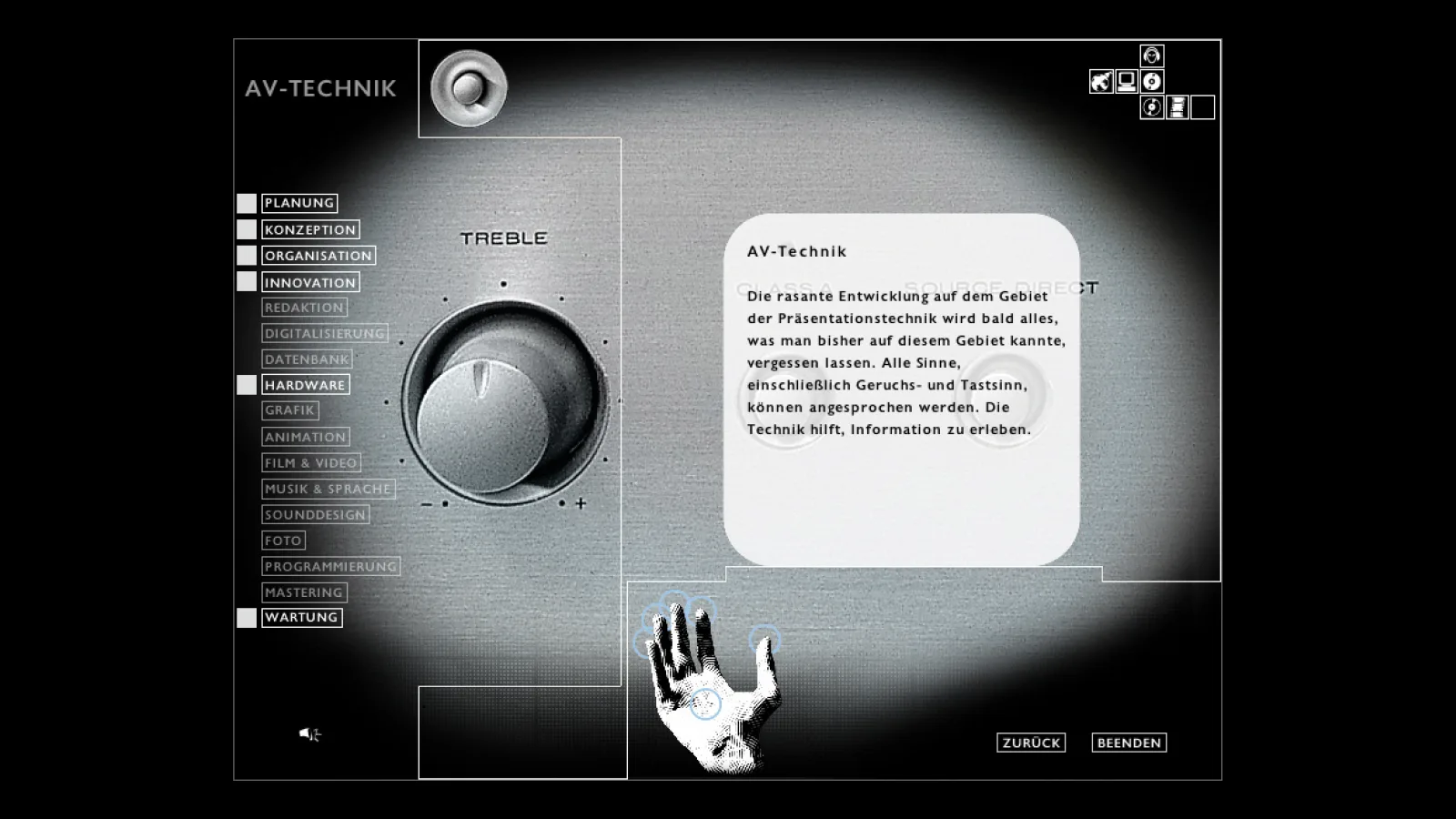 CD-ROM “Hands on Media”, screenshot, 2000
