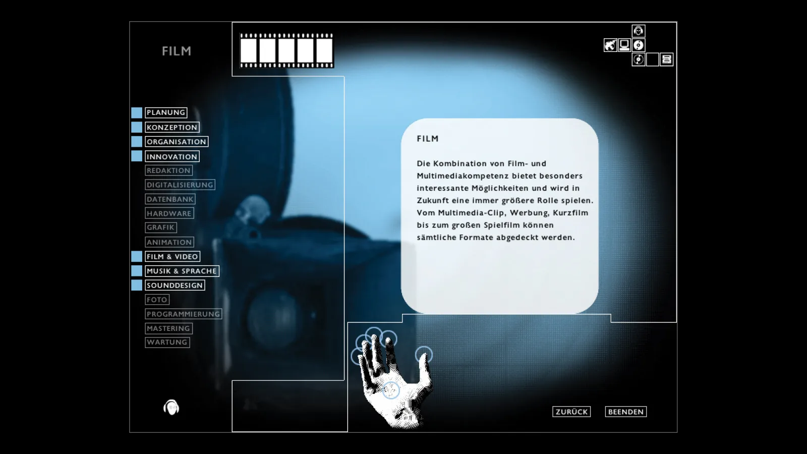 CD-ROM “Hands on Media”, screenshot, 2000