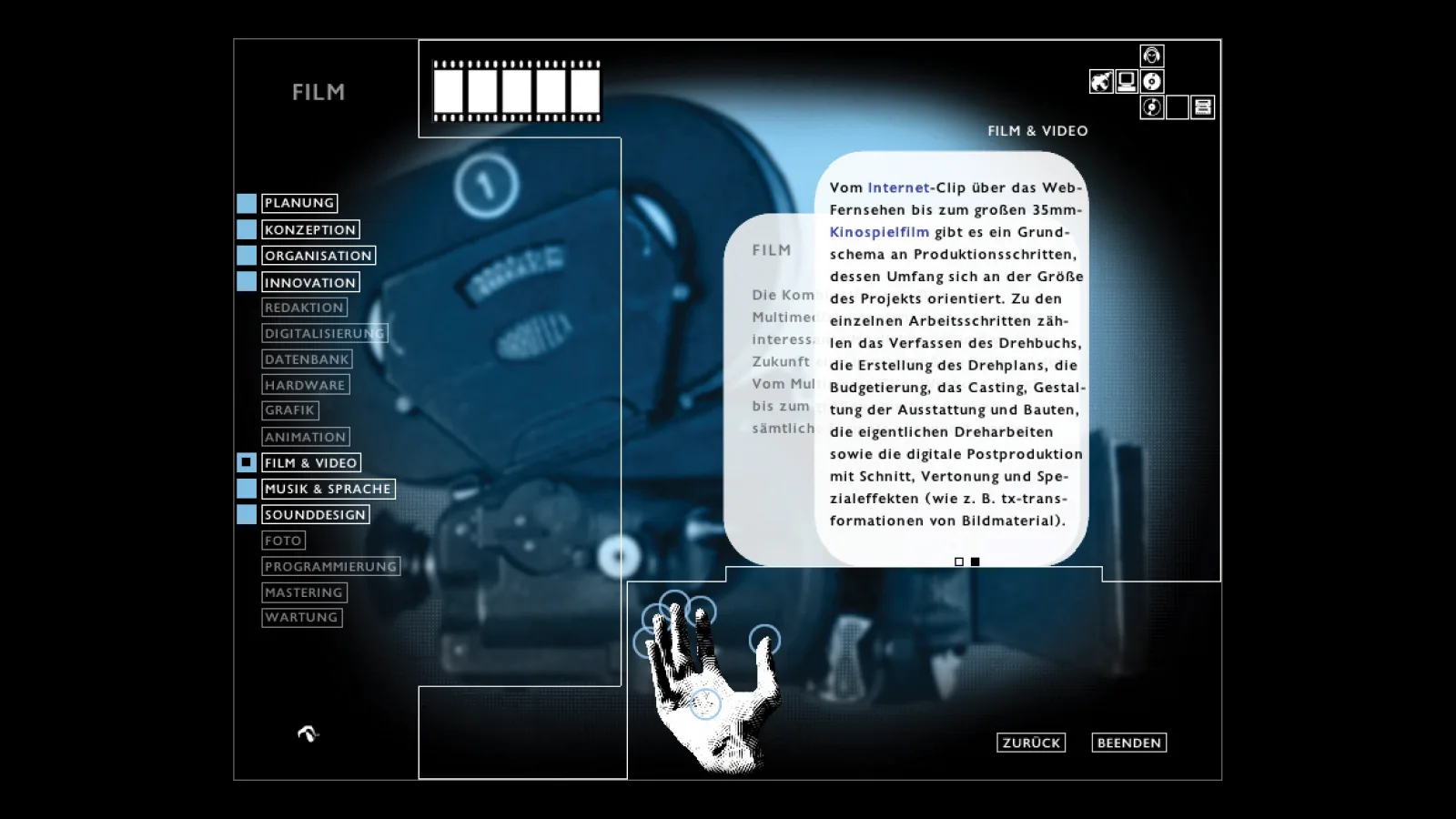 CD-ROM “Hands on Media”, screenshot, 2000