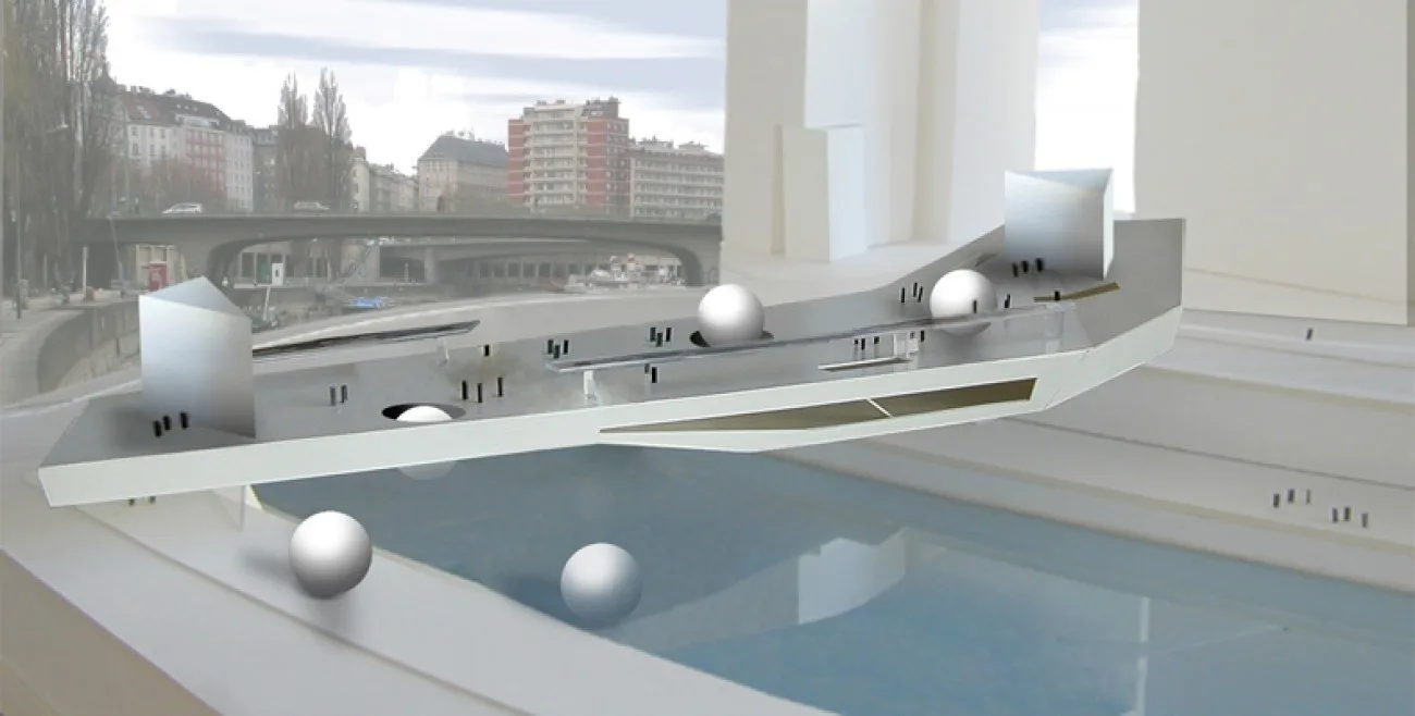 „Ponte Mozart“ zwischen 1. und 2. Wiener Gemeindebezirk, Visualisierung: Roman Delugan