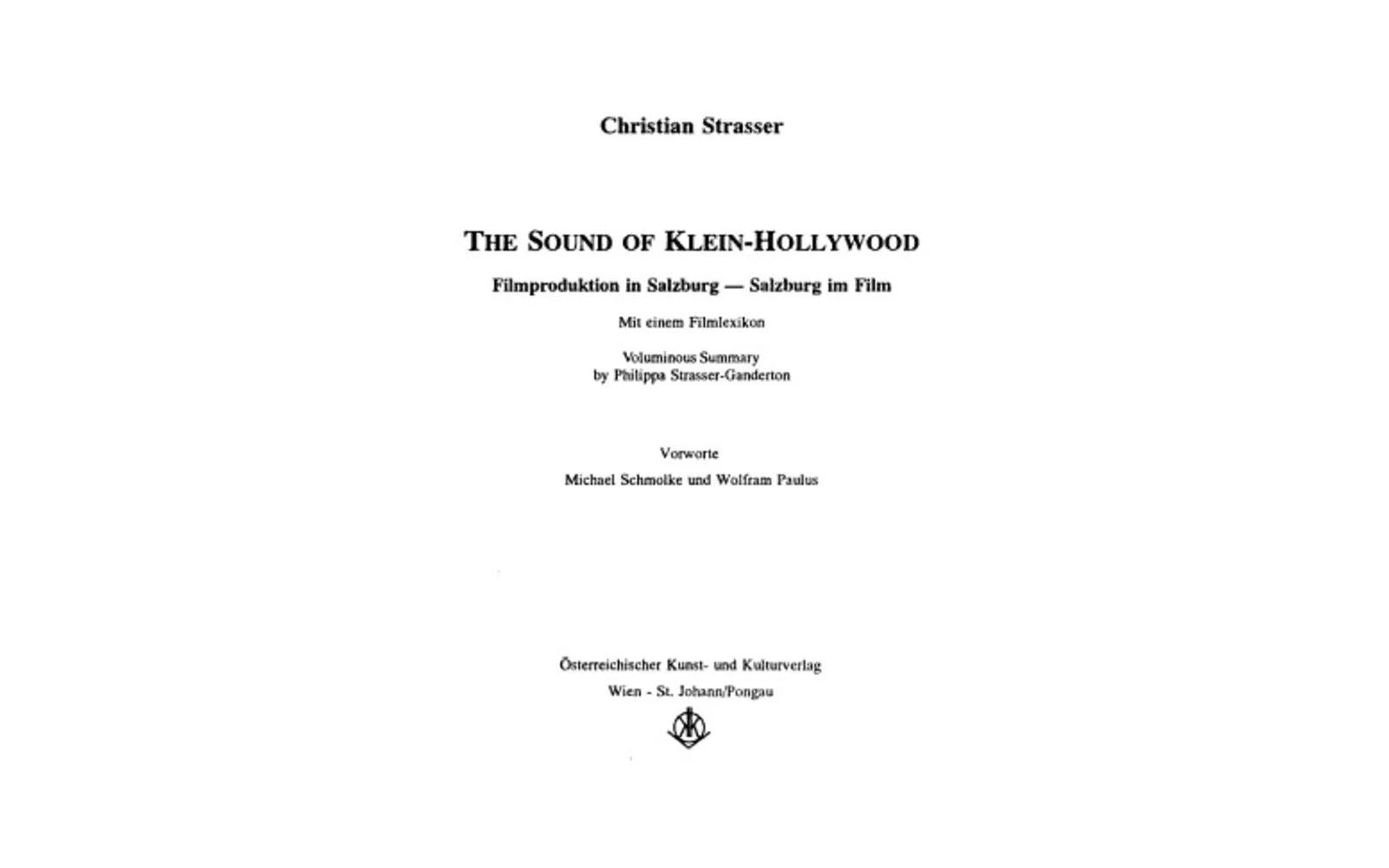 Buchcover „The Sound of Klein-Hollywood. Filmproduktion in Salzburg“