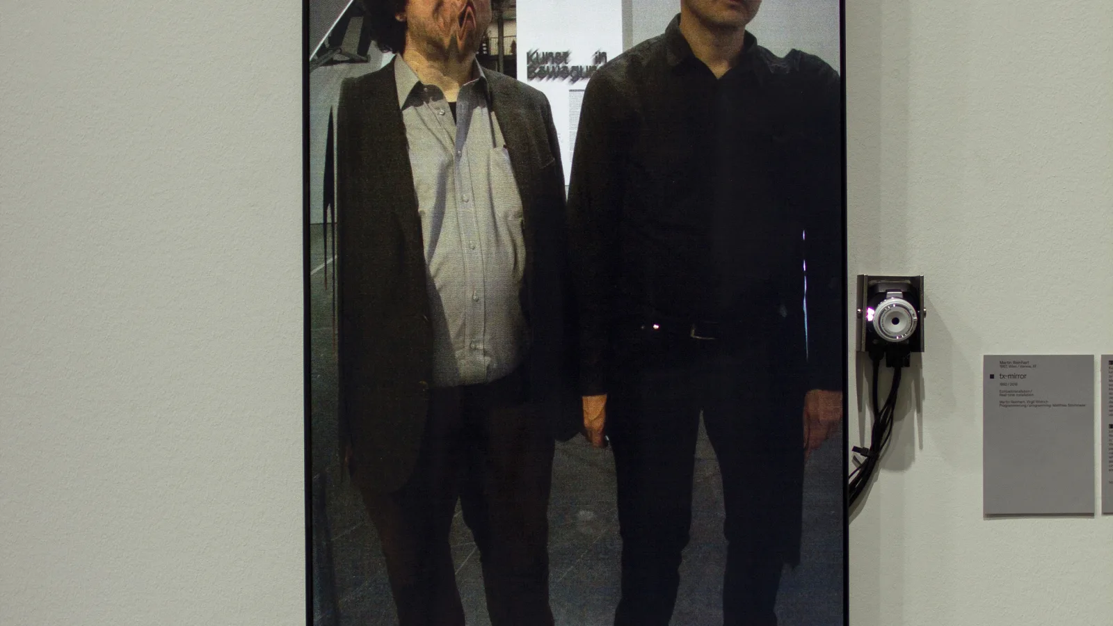 „tx-mirror“, Echtzeitinstallation von Martin Reinhart und Virgil Widrich, ZKM-Karlsruhe, 2018. Foto: Virgil Widrich